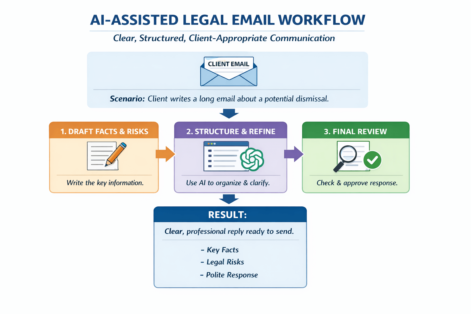 Lawyer drafting client email using AI